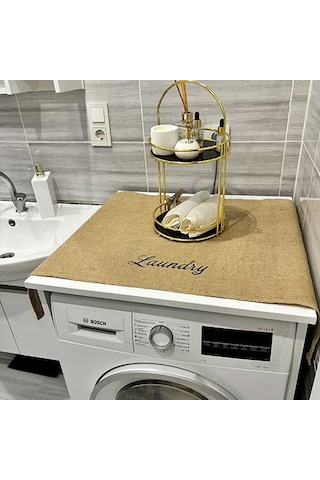 Laundry Duck Keten Su Geçirmez Ve Kirlenmez Çamaşır Makinesi - Buzdolabı - Bulaşık Makinesi Örtüsü Kahverengi - Siyah