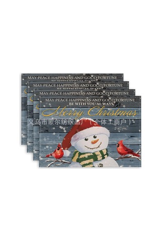 4/6/8 Adet Noel Kardan Adamı Amerikan Servisleri Keten Kaymaz Masa Örtüleri Dikdörtgen Elde Yıkanabilir Yemek Masası Mutfak Ev Dekoru İçin 4,4 Adet-32x42 Cm Diğer