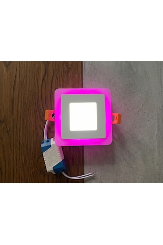 Kare Sıva Altı Led Spot Aydınlatma 6 Watt Çift Renk 3 Kademe Pembe Beyaz Gece Lambası Armatür