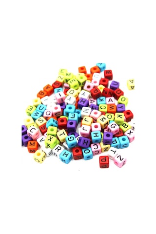 Harf Boncuk Akrilik Küp 10 Mm 250 Gr Karışık Renkli