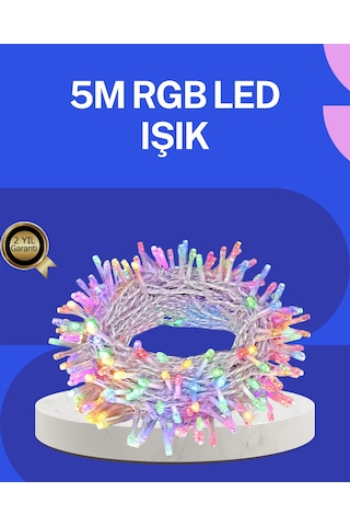 Tek 5 Metre Şeffaf Kablo Led Peri Işığı 50 Ampullü Dekoratif Led Najmaddin Diğer