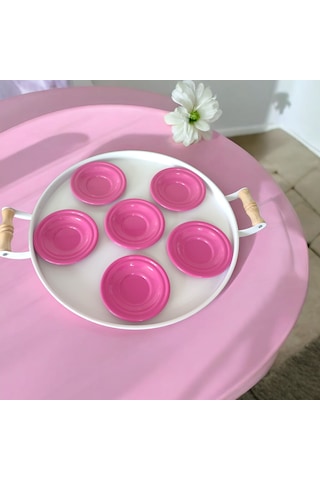 Çay Tabağı-bardak Altlığı-metal Koyu Pembe Çay Tabağı-paslanmaz K Koyu Pembe