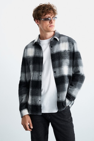 Sagan  Erkek Pamuk-polyester Gömlek Yaka Relaxed Oduncu Siyah Gömlek