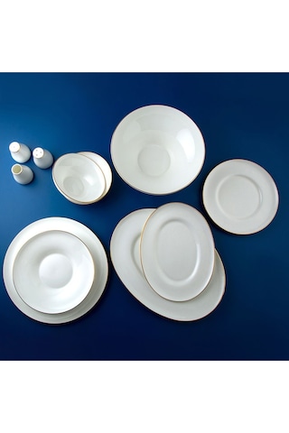 Jumbo 60 Parça Star Yemek Takımı Gold Altın - Beyaz