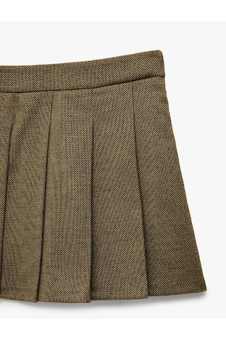 Koton Slim Fit Kalın Pileli Mini Etek Yeşil Desenli 6wak70034ew Yeşil Desenli