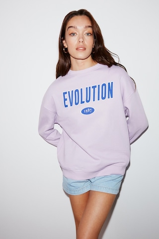 Ethıquet Ivory Oversize Lila Sweatshirt