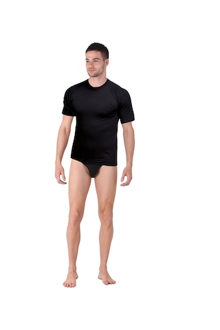 Thermoform Bambu Erkek Bisiklet Yaka Tişört Kısa Kollu Fanila Atlet Ve Slip Külot Seti Siyah Çok Renkli