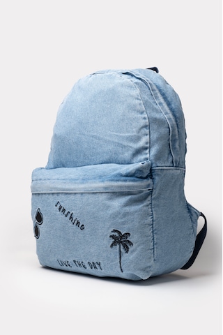İcone Bag Icone Unısex Sırt Çantası, Yıkamalı Denim Çanta, Fermuar Kapamalı, Kot Sırt Çantası Açık Mavi