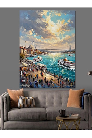 Ahşap Tablo Gün Batımında İstanbul Şehir Panoraması