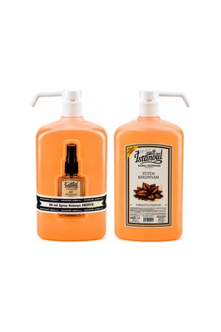 İstanbul Koku Dünyası Sprey Kolonya 900ml Tütün Aroması Hediye 50ml Sprey- 12'li Paket