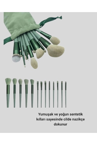 Mey İthalat 13 Parça Makyaj Fırça Seti Ergonomik, Dökülme Yapmayan, Taşınabilir
