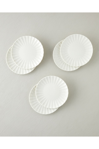English Home Wave Porselen 6'lı Pasta Seti 20 Cm Beyaz