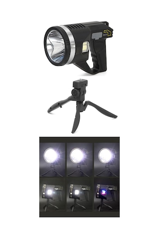 Şarjlı Dev Boy El Feneri Tripod Ayaklı Parlak Led El Lambası Kamp, Av Ve Güvenlik İçin İdeal