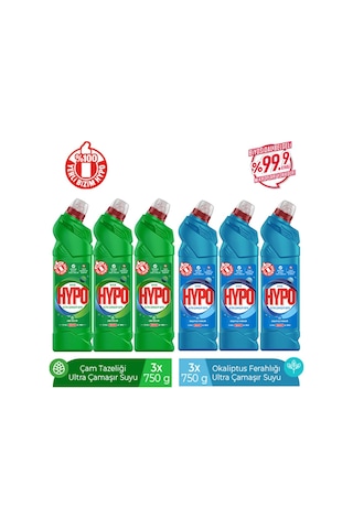 Hyper Hypo Ultra Çamaşır Suyu Çam + Okaliptus 6 x 750 G