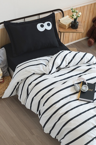 Eponj Home Kolay Ütülenir Nevresim Takımı Tek Kişilik Funny Siyah Siyah