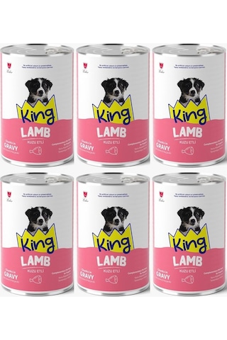 King Et Parçacıklı Kuzu Etli Yavru Köpek Konserve 400 Gr 6 Adet