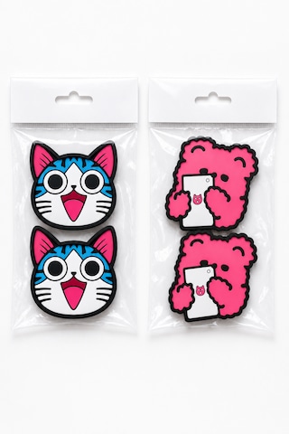 Kemboss Happy Kedi Ve Pembe Ayıcık Bardak Altlığı Seti 4'lü - Pvc Kaydırmaz Bardak Altlığı 2 Happy Kedi + 2 Pembe Ayıcık Çok Renkli