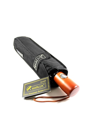 Marlux Wood Series Tam Otomatik Unisex Şemsiye Siyah