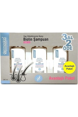 Dermoskin Kadınlar için Saç Dökülmesine Karşı Biotin Şampuan 3 x 200 ML