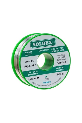 Soldex 1.20 Mm 200 G Kurşunsuz Lehim Teli %99.3 Sn / %0.7 Cu