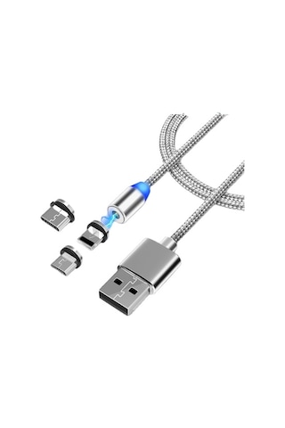 Micro Usb Type C 4910P Mıknatıslı Data Şarj Kablo