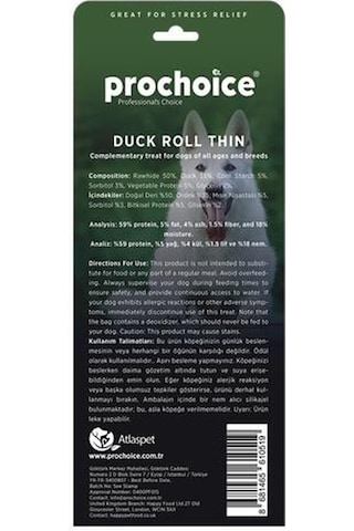 Prochoice Duck Roll Thin Ördek Derili Köpek Ödül Çubuğu 2 Parça