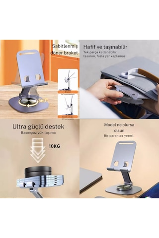 Ayarlanabilir Metal Telefon Tablet Standı Masaüstü Katlanabilir Tutucu Ergonomik Ve Dayanıklı