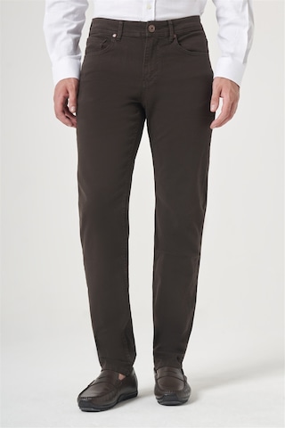 İmza Kahverengi 5 Cep Gabardin Slim Fit Pamuklu Denim Jean Kot Pantolon 1003260317 Koyu Kahverengi