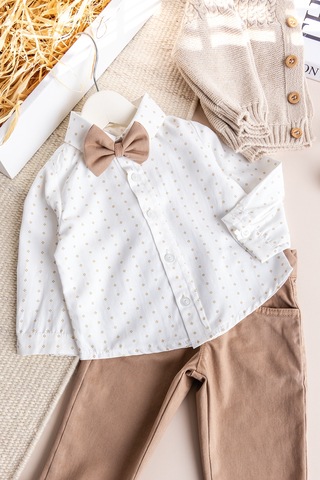 Babymod Triko Hırkalı 4 Parça Şık Erkek Bebek-çocuk Takım Set Bej