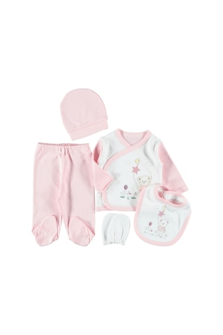 Zıpır Bebe Zıpır Pembe 5 Li Zıbın Seti Hastane Çıkışı Pamuklu Kaliteli Set Pembe