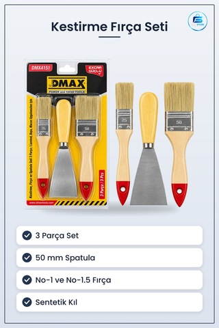 Kestirme Fırça Seti 3 Parça 50 Mm Spatula Boyacı Macun Laminat Uy