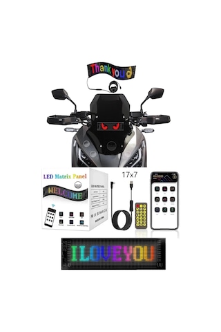 Motosiklet İçin Led Matrx Panel 17.3x7 Cm Rg-b Ekran Kumandalı App Kontrollü Çok Renkli