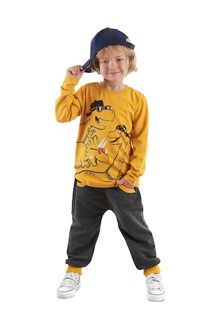 Denokids Cool Dinolar Erkek Çocuk T-shirt Pantolon Takım Çok Renkli