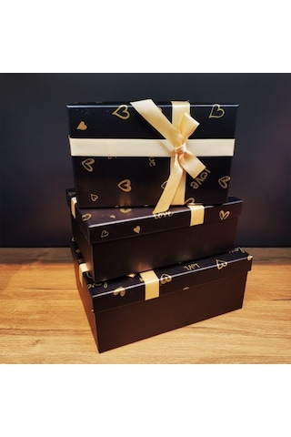 Dikdörtgen Hediye Kutusu 3 Lü Set