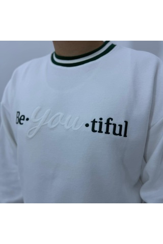 Highlander Be-you-tiful Nakışlı Selanık Kumaş Sweatshirt Siyah