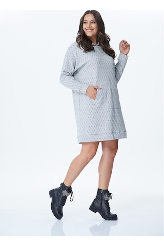 Kapüşonlu Uzun Sweat Shirt Elbise -428 Açık Mavi