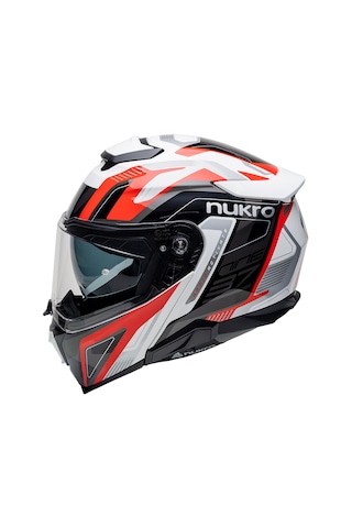 Nukro 937-sv Çene Açılır Motosiklet Kaskı Beyaz - Kırmızı - Siyah