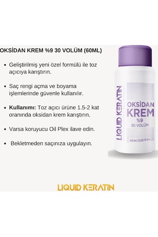 Keratinli Gri Toz Açıcı, Oksidan Kremli Set - Yakmadan Saç Rengi Ve Boya Açıcı Set 30g,60ml 90gr