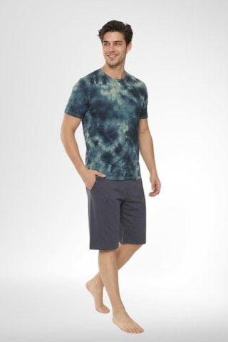Mecit Pijama Mecit 4001 Erkek Lacivert Batik Desen Şortlu Erkek Pijama Takımı
