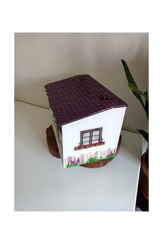 El Boyaması Ev Şeklinde Çatılı Ahşap Ekmeklik Karışık