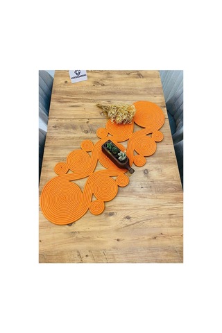 Jüt, Hasır,sarmal Model, Dekoratif Masa Örtüsü, Runner 40x110 Cm, Sehpa Örtüsü, Bohem Tarzı Turuncu Turuncu