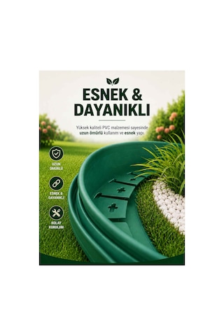 Esnek Pvc Çim Ayırıcı Bahçe Peysaj Düzenleyici 25 Metre Yeşil Çim Sınırlayıcı Esnek Plastik Taş Toprak Ayraç Bariyer Peyzaj Bordürü