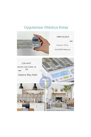 Technojet 30x30cm 3d Kendinden Yapışkanlı Duvar Kağıdı Kaplama Dekorasyon Mutfak 6lı Paket 0,54m2