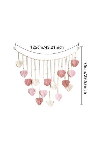 Elmpaly Pembe Yaprak Asılı Goblen Duvar Dekoru 124x74cm Ic Mekan Oturma Odasi Kafe Dıy