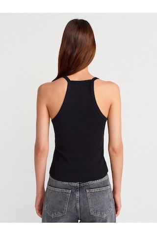 Dilvin Kadın Basic Düğme Detaylı Askılı Siyah Atlet - 21106 Siyah