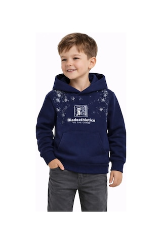Baglan Erkek Çocuk Önü Arkası Baskılı Kapüşonlu Sweatshirt Bgl-st05246 Lacivert
