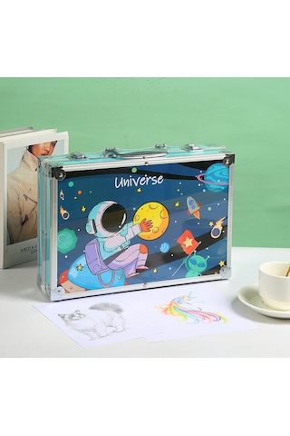 Ikkb Yeni Sanat Kırtasiye Malzemeleri Grafiti Çocuk Suluboya Kalem Seti Astronot Desen 145 Parça Set