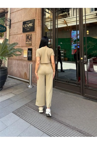 WeShaya Vizon Modal Esnek Kumaş Bisiklet Yaka Takım Vizon