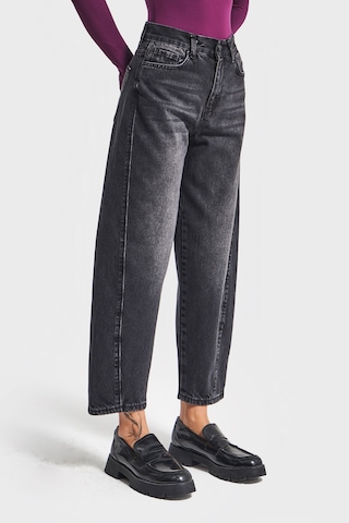 Itsbasic Kadın Koyu Füme Renk Venüs 2w5-1 Carrot Fit Rahat Kesim %100 Koton Denim Jean