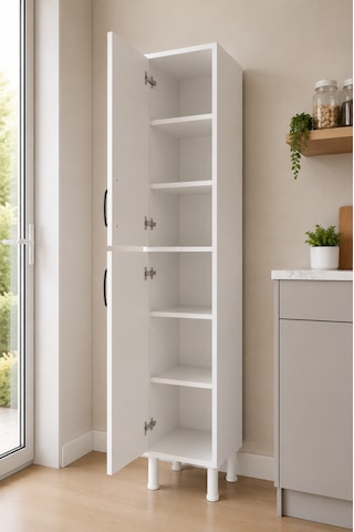 6 Raflı Beyaz Çok Amaçlı Dolap Banyo Kiler Mutfak Dolabı 2 Kapak